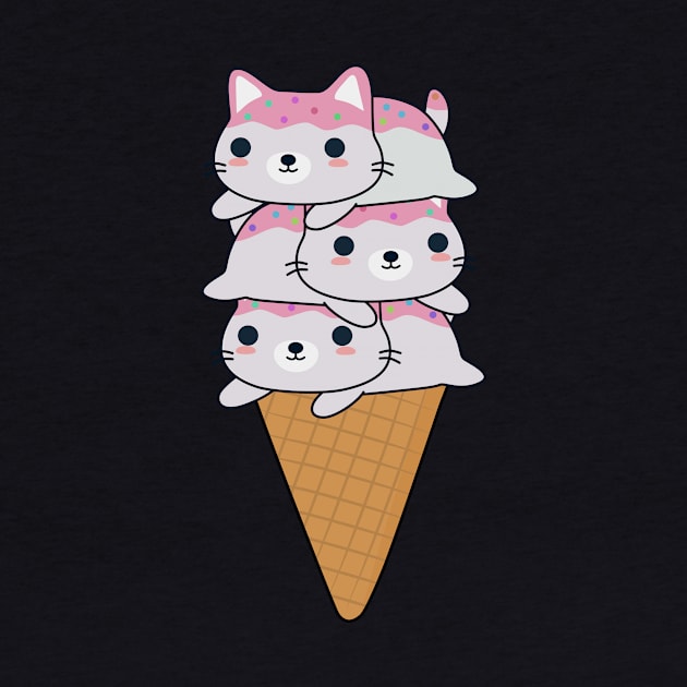 Cute Cat Ice Cream Cone T-Shirt by happinessinatee